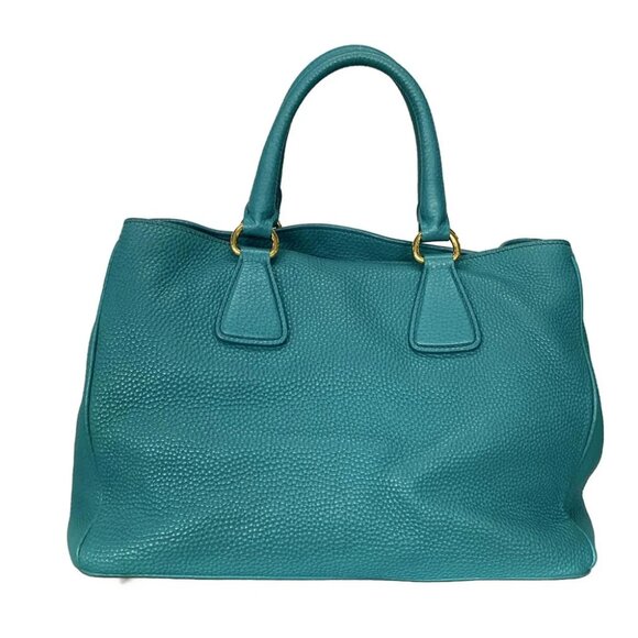 Auth PRADA Turquoise Leather Tote Bag - Picture 2 of 14